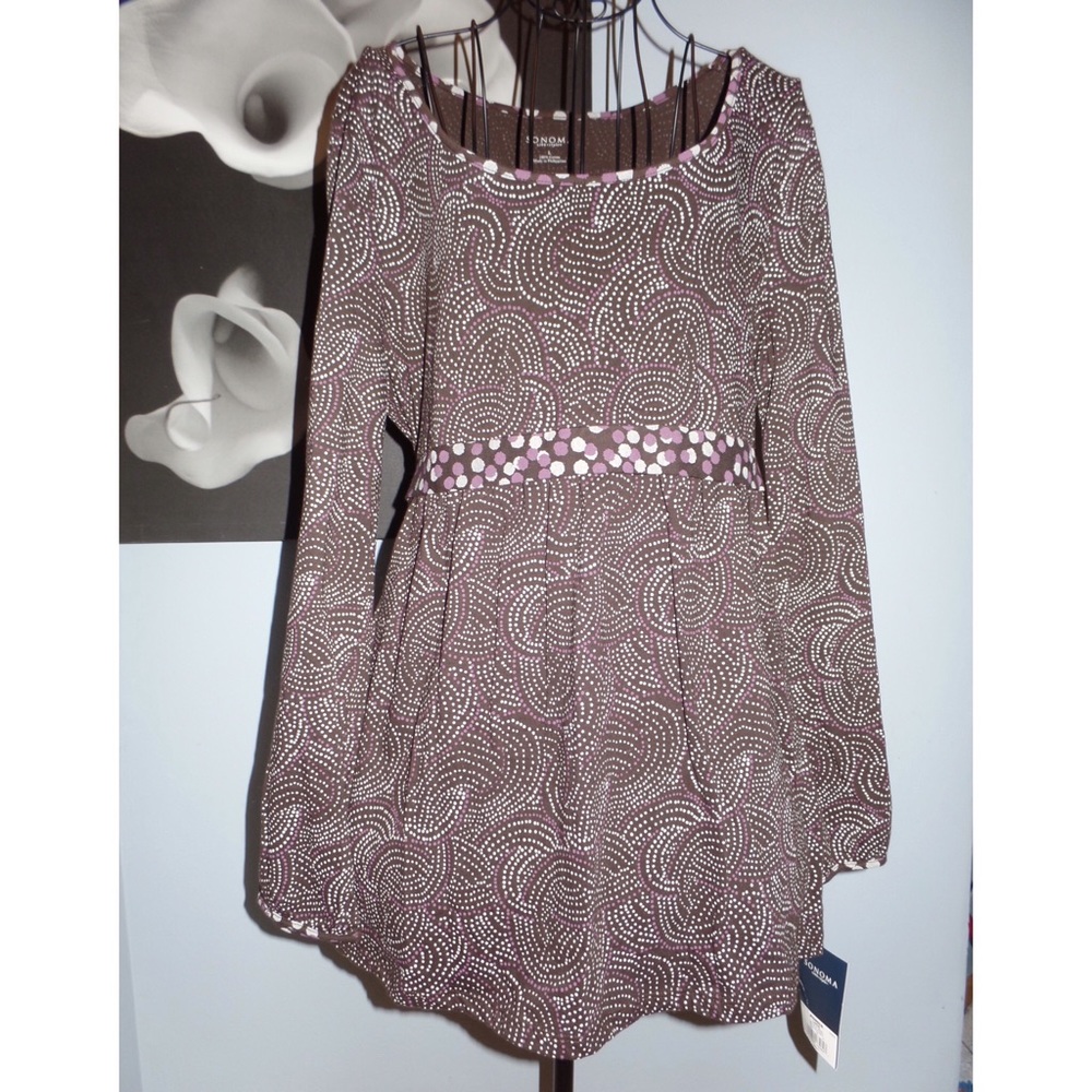Women’s Brown Long Sleeve Dotted Top Large